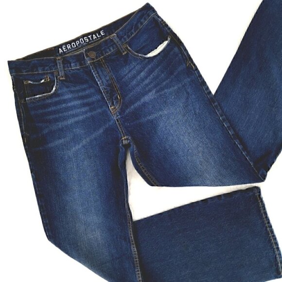 Aeropostale Mens 34 x 34 Slim Bootcut Cotton Jeans